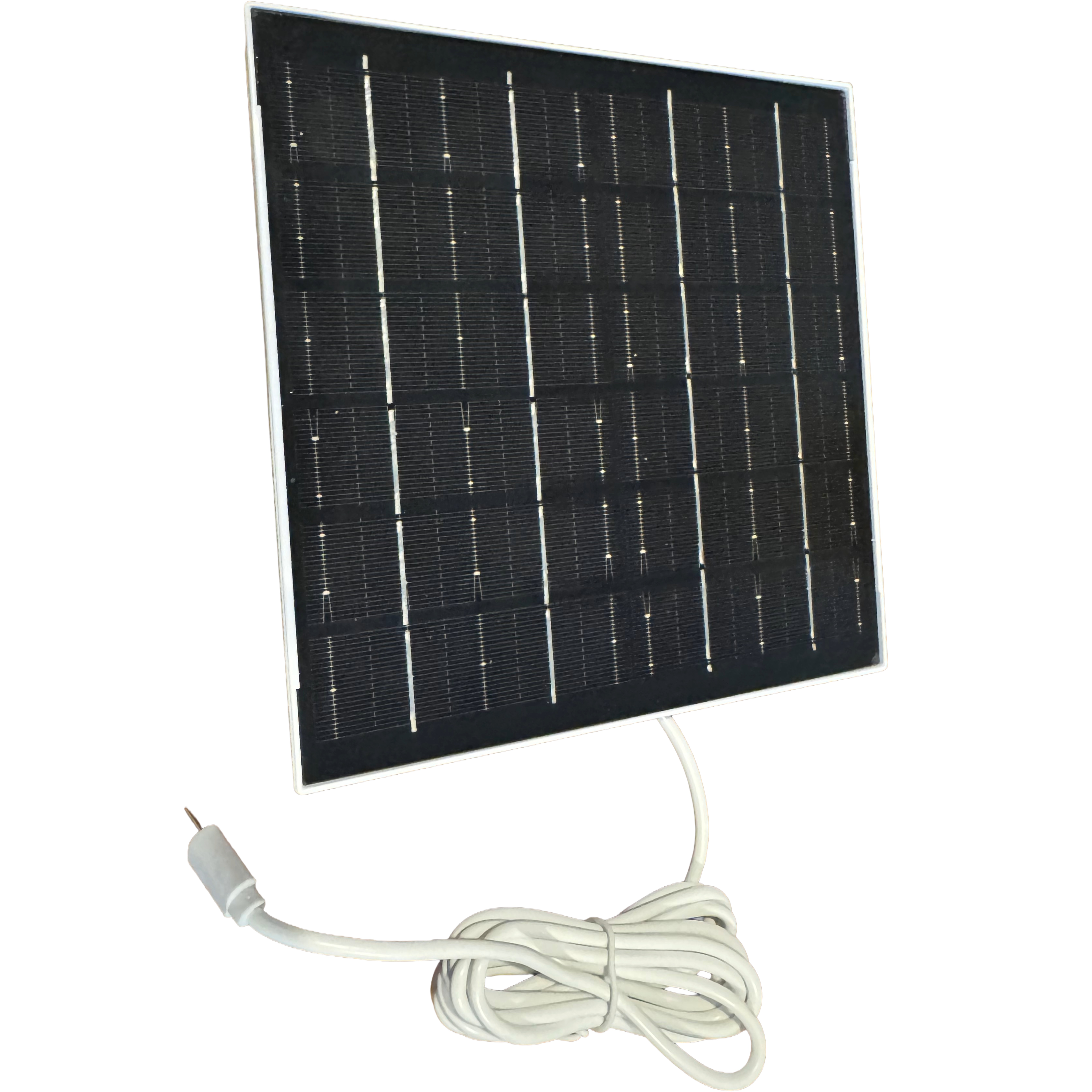Included solar panel with mounting bracket and cable